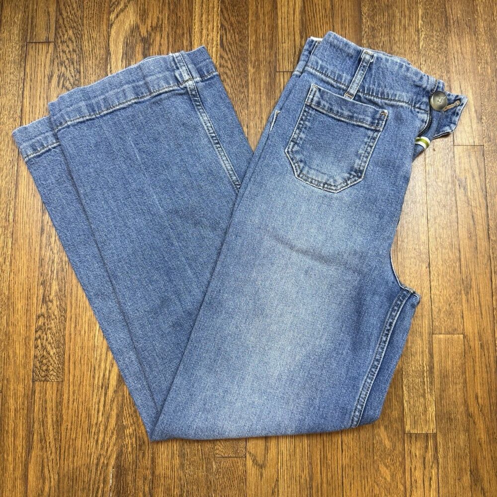 Pilcro Women’s Medium Wash Wide Leg Cropped Stretch Denim Jeans 24 Tall